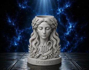 Virgo Pen Holder STL | Zodiac Desk Organizer 3D Print File | Astrology Pencil Cup | Greek Goddess Office Decor | Virgo Gift Digital Download