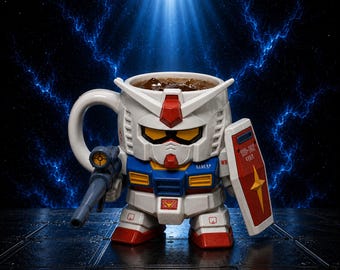 Gundam Robot Mug STL File | Chibi Mecha Cup 3D Print Model | Anime Coffee Mug STL | Resin & FDM Printable Collectible