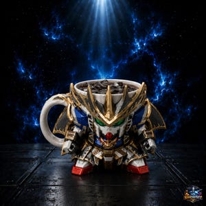 Royal Samurai Gundam Mug STL | Exclusive SD Mecha Cup Holder 3D Print File | Rare Anime Collector Model