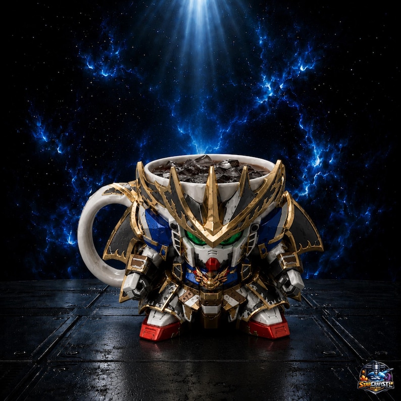 Royal Samurai Gundam Mug STL | Exclusive SD Mecha Cup Holder 3D Print File | Rare Anime Collector Model