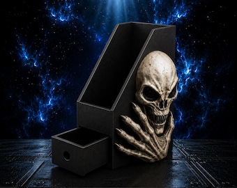 Gothic Skull Book Organizer STL | Dark Horror Desk Organizer 3D Print File | Skeleton Book Holder | Gothic Office Decor | STL Download