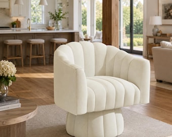 Swivel Barrel Accent Chair Velvet Upholstered Reading Chair Living Room