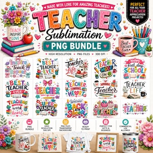 Teacher PNG Bundle, Boho Teacher PNG, teacher appreciation, back to school, rainbow teacher life sublimation, Teacher Shirt Designs, Digital