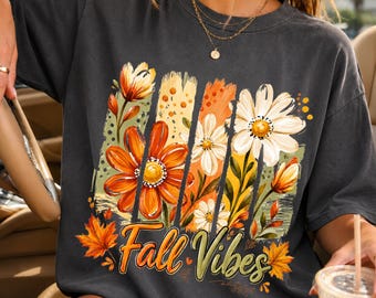 Imágenes PNG con ambiente otoñal, imágenes PNG florales de otoño, sublimación de flores retro de otoño, diseño de camiseta de margaritas boho, imágenes prediseñadas de hojas de otoño, imágenes PNG de Acción de Gracias