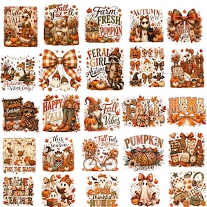 Fall PNG Bundle 35 Designs, Autumn Sublimation png, Coquette Fall Clipart, Pumpkin Ghost PNG, Teacher Fall Shirt, DTF Design