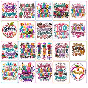 Maestra PNG Clipart Bundle, Spanish Teacher Designs (Digital Download)