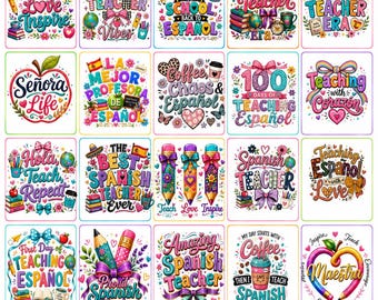 Paquete de imágenes prediseñadas (clipart) PNG para maestros de español (Descarga digital)