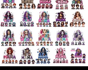 Pacote de PNGs personalizados com nome de criança para o Halloween Horror Mama, PNG de Mamãe Assustadora, PNG de Halloween, PNG de Halloween Assassino, PNG Assustador