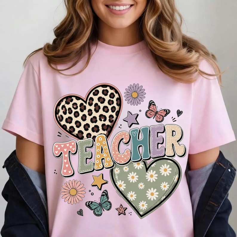 Teacher PNG Bundle, Boho Teacher PNG, teacher appreciation, back to school, rainbow teacher life sublimation, Teacher Shirt Designs, Digital image 8