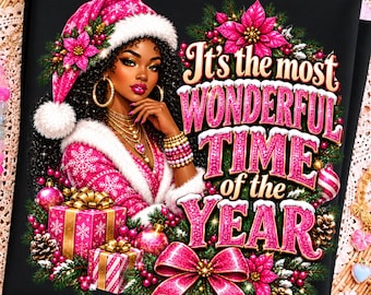 PNG de Natal com Magia da Garota Negra, Design de Camiseta Afrocentrada para o Natal, Arte Digital de Natal com Melanina