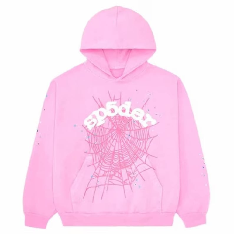 Pink Sp5der Web Hoodie, Spooky Spider Web Graphic, Y2K Goth Streetwear Pullover bild 1