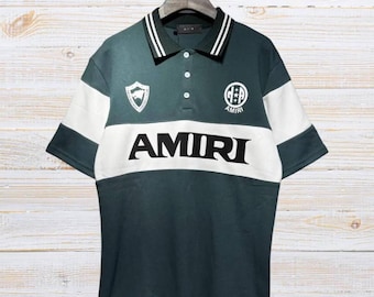AMIRI Herr Färgblockspoloskjorta – Lyxig Designer Kortärmad T-shirt – Avslappnad Streetwear-topp
