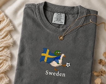 Sweden Soccer Shirt, Swedish Football Fan Tee, World Cup 2026 Viking Duck Frog Funny Jersey, Nordic Pride Gift, Retro Sport Streetwear Tee