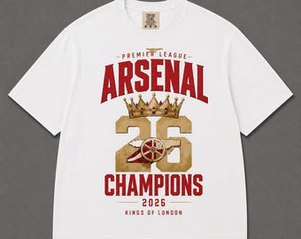 Comfort Colors Arsenal 26 Champions Shirt, Premier League Winners 2026 Tee, Kings of London Football Fan Graphic T Shirt, Red Matchday Top
