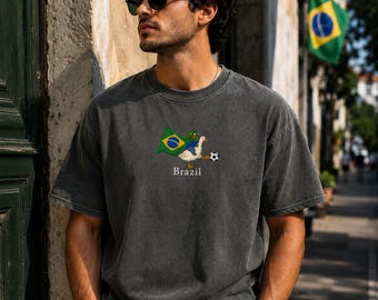 Brazil Soccer Shirt, Funny Pepe Frog Football Tee, World Cup 2026 Brazil Fan Gift, Vintage Retro Football Jersey Style, Brazil Pride Gift