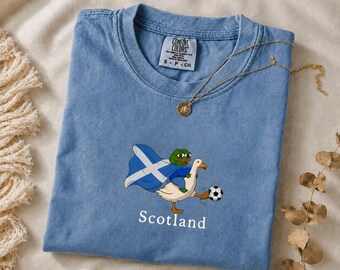 Scotland Soccer Shirt, Funny Frog Duck Football Tee, World Cup 2026 Fan Gift, Scottish Flag Pride Jersey Style Retro Football Streetwear