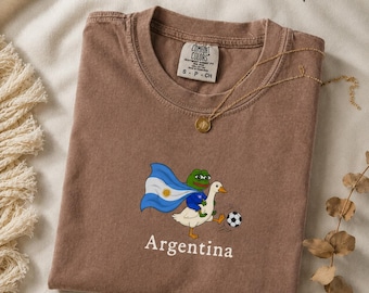 Argentina Soccer Shirt, Retro Messi Style Football Tee, Pepe Riding Goose Argentina Fan Gift, Vintage South America World Cup Shirt