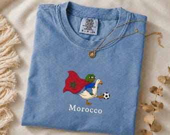 Morocco Soccer Shirt, Funny Frog Duck Football Tee, World Cup 2026 Fan Gift, Moroccan Flag Pride Jersey Style Retro Football Streetwear