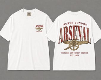 Comfort Colors Arsenal Back Print Shirt, Vintage Arsenal Cannon Graphic Tee, Retro North London Football Club T Shirt, Gunners Fan Gift