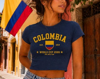 Colombia World Cup 2026 Baby Tee, Colombia Soccer Fan Crop Top, Football Supporter Shirt, Colombian Pride Gift