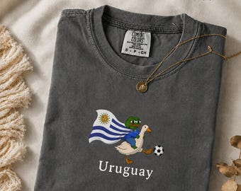 Uruguay Soccer Shirt, Uruguayan Football Fan Tee, World Cup 2026 Duck Frog Jersey, South America Pride Gift, Retro Football Streetwear