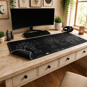Gundam RX-78-2 Blueprint Mouse Pad | Desk Mat, Mobile Suit Gundam PC Setup Decor
