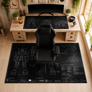 Gundam RX-78-2 Blueprint Mouse Pad | Desk Mat, Mobile Suit Gundam PC Setup Decor