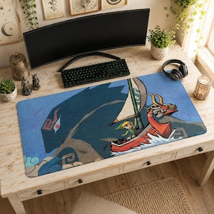 Tappetino per mouse/scrivania con Link di Wind Waker, tappetino con disegni ad acquerello di Legend of Zelda
