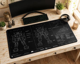 Gundam RX-78-2 blauwdruk muismat | Bureaumat, mobiel pak Gundam pc-setupdecor