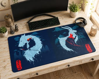 Princess Mononoke Mouse Pad | Desk Mat, Studio Ghibli San Wolf Fan Art Decor