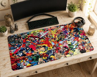 Marvel-muismat | Bureauonderlegger, komische collage fanart decor