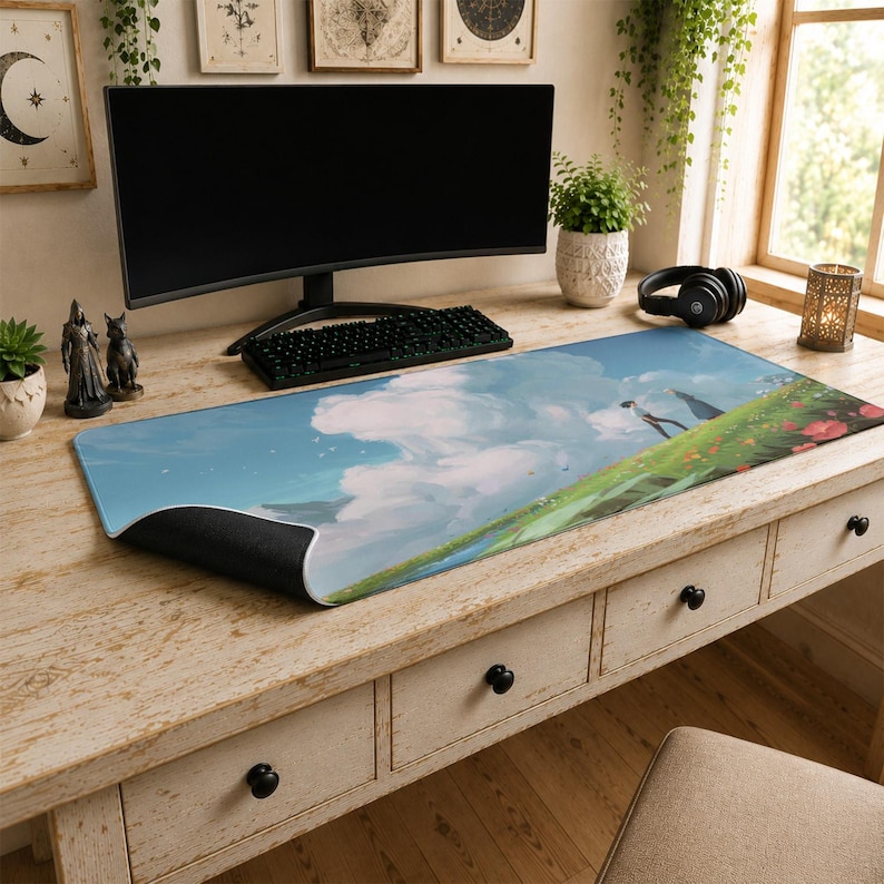 Sophie & Howl Mouse Pad | Desk Mat, Howl's Moving Castle Studio Ghibli Cute Decor