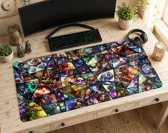 League of Legends-kampioenen Muismat | Bureaumat, LoL-mozaïekcollage-gamingcadeau