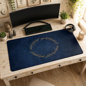 Lord of the Rings-muismat | Bureauonderlegger, één ring Elfen Script Art Decor voor pc-opstelling