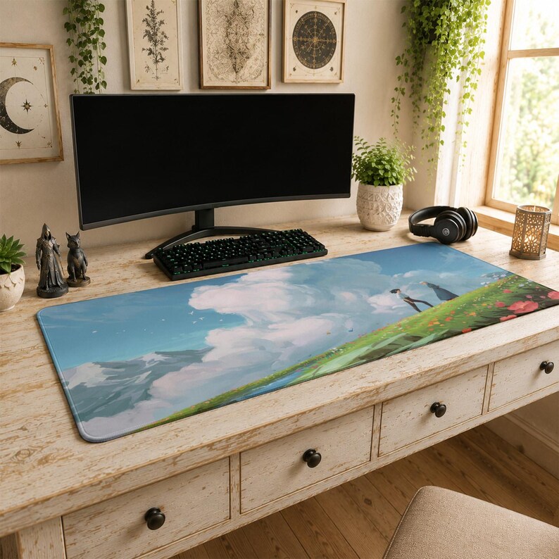 Sophie & Howl Mouse Pad | Desk Mat, Howl's Moving Castle Studio Ghibli Cute Decor