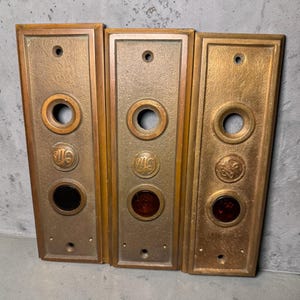 Set of 3 vintage early 20th-century Otis Elevator call button panels