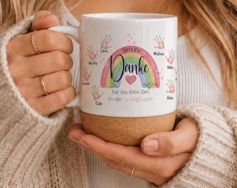 Personalisiertes Abschiedsgeschenk Tasse, Handabdruck, Kita und Schule, Ruhestand, Dankeschön, Kindergarten, Geschenk für Erzieherin, Lehrer