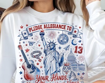 Digital File Pledge Allegiance To Your Hands Your Team Your Vibes PNG, Funny Patriotic Music Lover PNG, 4th of July Sublimation Design