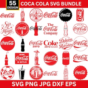 Digital nedladdning Cola SVG-paket, Retro Soda Svg, Vintage Drink Svg-filer Cricut, Soda Pop-klistermärke Svg, Fizzy Drink Clipart, Sublimering Png
