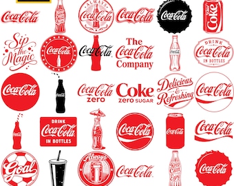 Digital Download Cola SVG Bundle, Retro Soda Svg, Vintage Drink Svg Files Cricut, Soda Pop Sticker Svg, Fizzy Drink Clipart, Sublimation Png