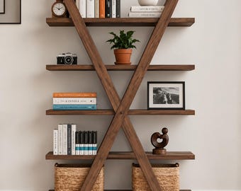 Progetti per libreria a X / Schema di falegnameria geometrica moderna (Download PDF)