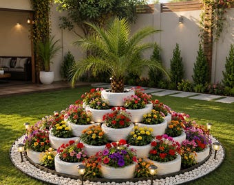 Progetti per aiuole a più livelli / Design di un giardino con pneumatici riciclati (Guida in PDF)
