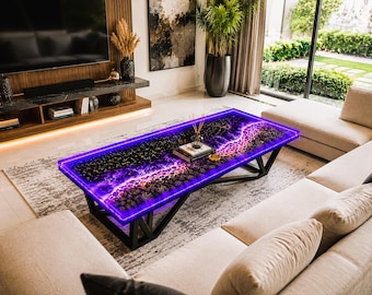 Progetto per tavolo a LED in resina epossidica effetto oceano / Tavolino da caffè moderno in resina effetto fiume (download digitale)