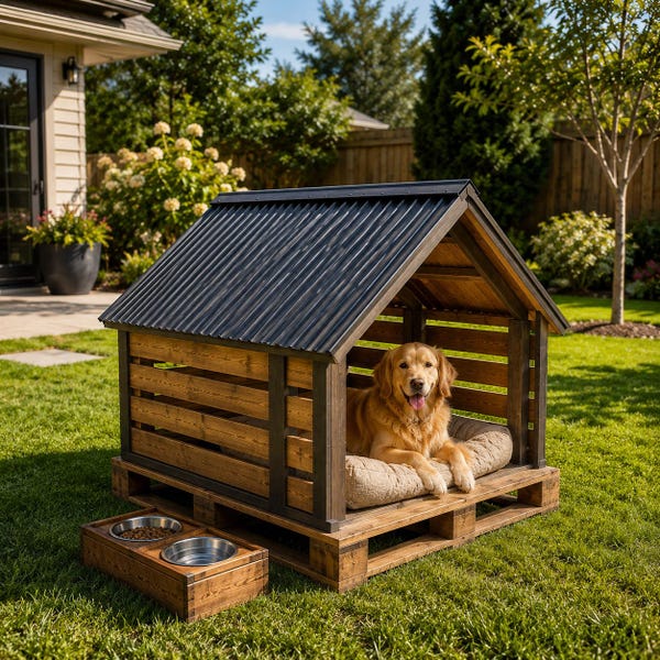DIY Dog House Plans | Indoor Outdoor Wooden Kennel Blueprint (Digital Download PDF)