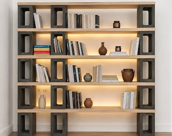 Progetto fai-da-te per libreria in blocchi di cemento, guida alla costruzione di una scaffalatura in legno e cemento (PDF)