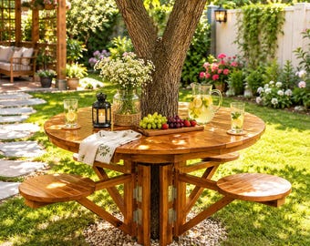 Progetti fai da te per panchina da albero / Tavolo da picnic esagonale da giardino (Download digitale)