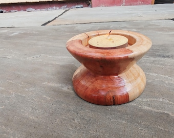 Hand-Turned Hawthorn Taper Candle Holder | Rustic Natural Wood Decor, Suffolk Handmade