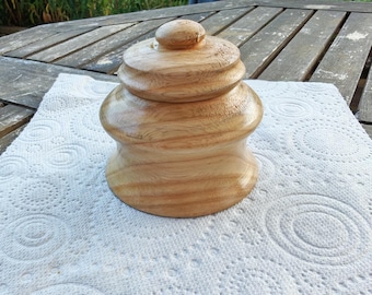 Hand-Turned English Oak Trinket Box • Rustic Wooden Keepsake Ring Box Urn for loved one's