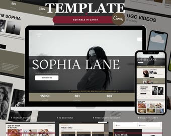 UGC Portfolio Template Canva | Brand Pitch Media Kit | Content Creator Landing Page | Influencer Website