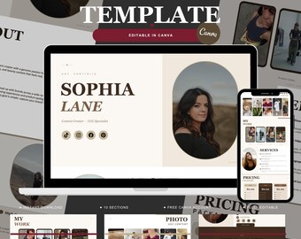 UGC Portfolio Template Canva | Aesthetic Media Kit | Beauty Creator Website | Brand Pitch Landing Page
